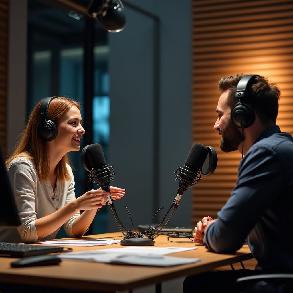 Grabación de podcast financiero